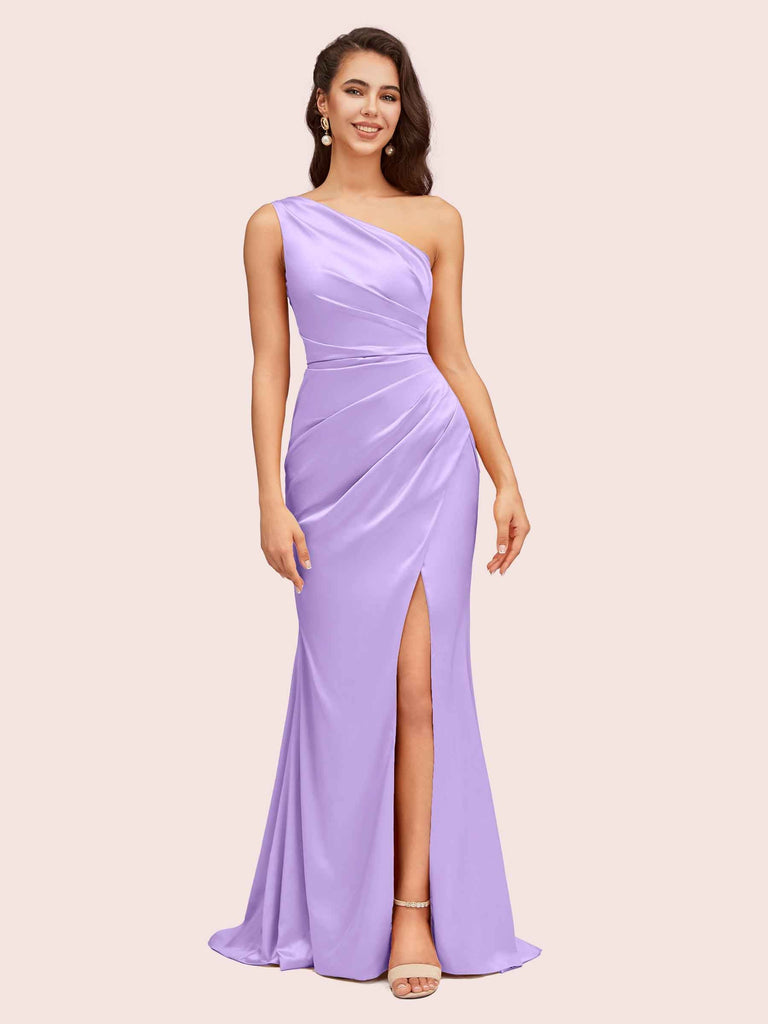 One Shoulder Mermaid Satin Bridesmaid Dresses