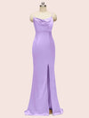 Sexy Criss Cross Spaghetti Straps Mermaid Long Satin Prom Dresses With Slit