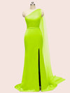 Unique One Shoulder Long Stretchy Satin Party Dresses For Women