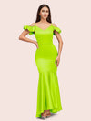 Sexy Mermaid Cold Shoulder Silky Satin High Low Prom Dresses Online