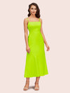 Elegant Ankle Length Spaghetti Straps Short Soft Satin Bridesmaid Dresses