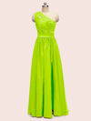 Elegant One Shoulder A-Line Long Soft Satin Formal Prom Dresses Online