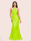 Sexy Backless Halter Sleeveless Long Mermaid Satin Bridesmaid Dresses Online
