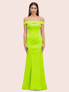 Sexy Off Shoulder Sleeveless Mermaid Long Soft Satin Bridesmaid Dresses