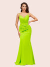 Sexy Mermaid Spaghetti Straps Long Soft Satin Bridesmaid Dresses Online