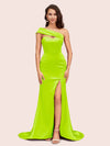 Sexy Mermaid One Shoulder Long Soft Satin Bridesmaid Dresses With Slit For Sale