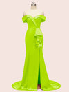 Elegant Off Shoulder Mermaid Long Soft Satin Bridesmaid Dresses 2023