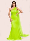 Unique Mermaid One Shoulder Long Soft Satin Formal Prom Dresses Online