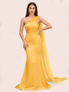 Unique Mermaid One Shoulder Long Soft Satin Formal Prom Dresses Online