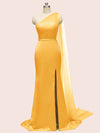 Elegant One Shoulder Unique Long Soft Satin Mermaid Bridesmaid Dresses Online