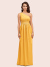 Elegant One Shoulder A-Line Long Soft Satin Bridesmaid Dresses Online