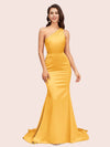 Elegant One Shoulder Mermaid Soft Satin Bridesmaid Dresses Online