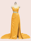 Elegant Mermaid Sweetheart Side Slit Long Soft Satin Formal Prom Dresses Online