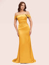 Sexy Mermaid Off Shoulder Long Silky Satin Evening Prom Dresses Online