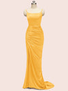 Sexy Backless Spaghetti Straps Long Soft Satin Mermaid Party Prom Dresses Online