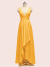 High Low V-Neck A-Line Unique Soft Satin Formal Prom Dresses Online