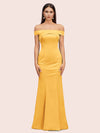 Sexy Off Shoulder Sleeveless Mermaid Long Soft Satin Bridesmaid Dresses