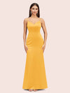 Sexy Mermaid Spaghetti Straps Long Soft Satin Bridesmaid Dresses Online