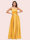 Sexy One Shoulder A-Line Long Soft Satin Bridesmaid Dresses With Pleats