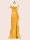 Sexy Criss Cross Spaghetti Straps Mermaid Long Satin Prom Dresses With Slit