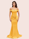 Sexy Off Shoulder Mermaid Long Soft Satin Bridesmaid Dresses 2023