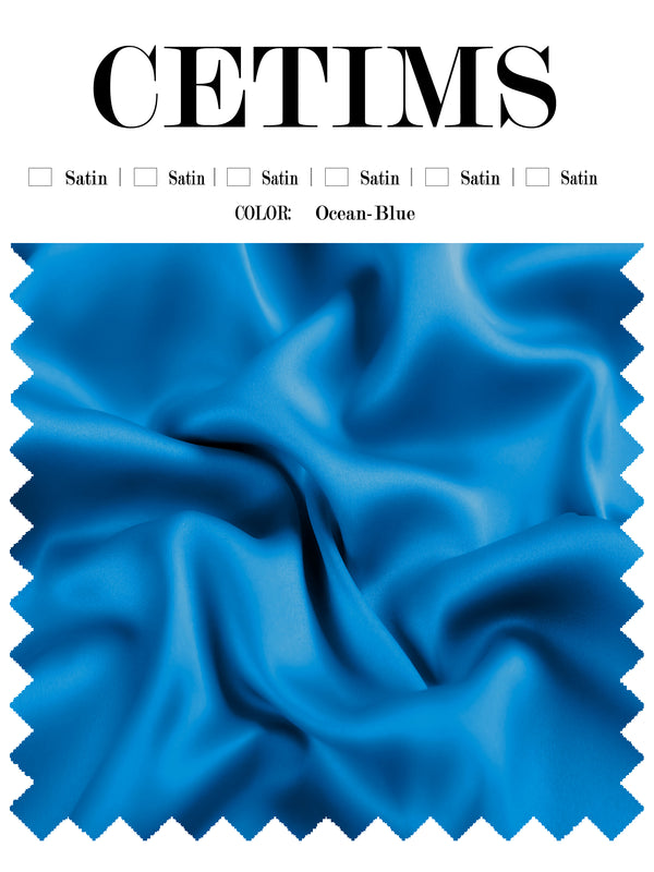 Soft Satin Fabric Swatch Ocean-Blue