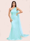 Unique Mermaid One Shoulder Long Soft Satin Formal Prom Dresses Online