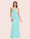 Sexy Spaghetti Straps Cowl Neck Backless Soft Satin Mermaid Formal Prom Dresses