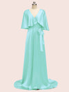 Bat Sleeves Elegant Long Silky Satin Graduation Prom Dresses Online