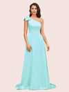 Elegant One Shoulder Long Soft Satin Formal Maxi Prom Dresses Online