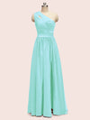 Elegant One Shoulder A-Line Long Soft Satin Formal Prom Dresses Online