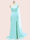 Elegant One Shoulder Unique Long Soft Satin Mermaid Bridesmaid Dresses Online
