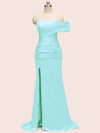 Sexy Mermaid One Shoulder Long Side Slit Soft Satin Bridesmaid Dresses Online