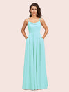 Simple Spaghetti Straps Long Soft Satin Bridesmaid Dresses