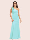 Elegant One Shoulder Mermaid Long Silky Satin Evening Prom Dresses Online