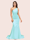 Elegant One Shoulder Mermaid Soft Satin Bridesmaid Dresses Online