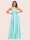 Sexy One Shoulder A-Line Long Soft Satin Bridesmaid Dresses With Pleats For Sale