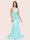 Sexy Backless One Shoulder Mermaid Soft Satin Party Prom Dresses Online