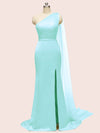 Unique One Shoulder Long Stretchy Satin Party Dresses For Women