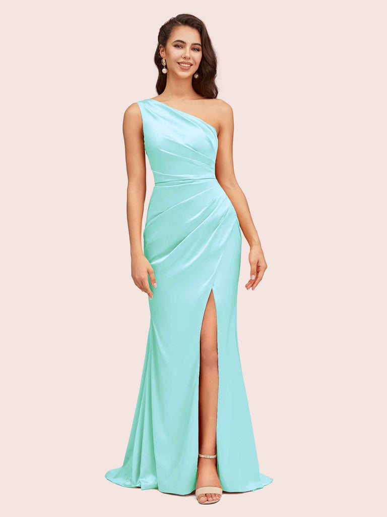 One Shoulder Mermaid Satin Bridesmaid Dresses