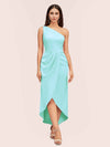 Elegant One Shoulder Mermaid Satin Short Bridesmaid Dresses Online