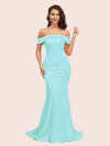 Sexy Mermaid Off Shoulder Long Soft Satin Formal Prom Dresses For Women