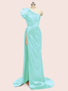 Elegant One Shoulder Side Slit Mermaid Soft Satin Bridesmaid Dresses Online