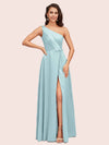 Elegant A-Line One Shoulder Long Soft Satin Bridesmaid Dresses Online