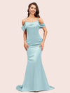 Sexy Mermaid Cold Shoulder Floor Length Long Soft Satin Bridesmaid Dresses Online