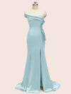 Elegant Strapless Side slit Mermaid One Shoulder Long Soft Satin Bridesmaid Dresses