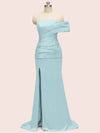 Sexy Mermaid One Shoulder Long Side Slit Soft Satin Bridesmaid Dresses Online