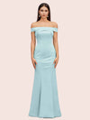 Sexy Off Shoulder Sleeveless Mermaid Long Soft Satin Bridesmaid Dresses