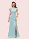Sexy Open Back Mermaid Jewel Neck Long Soft Satin Bridesmaid Dresses Online