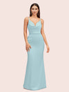 Sexy Spaghetti Straps Cowl Neck Backless Soft Satin Mermaid Formal Prom Dresses